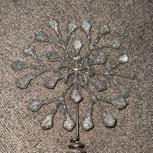 Pottery Barn Silver Hand-Beaded Snowflake Christmas Tree Topper